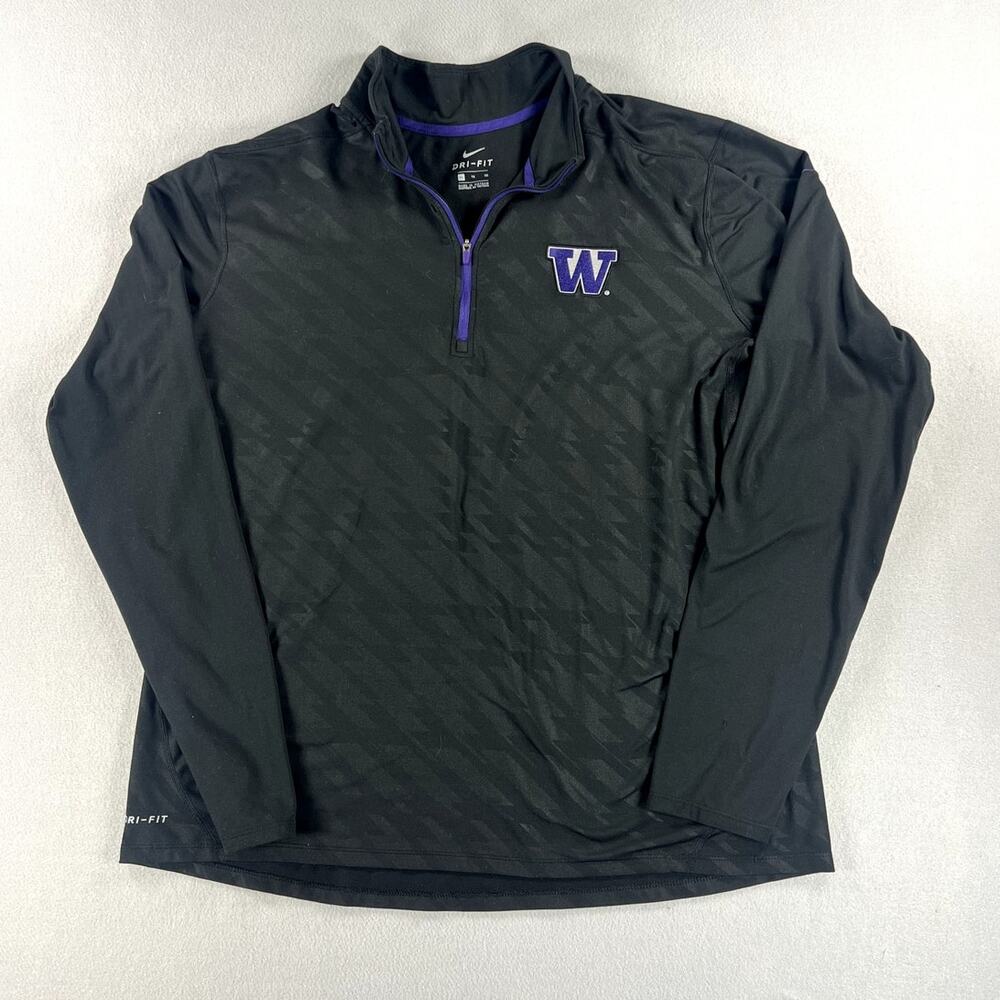Nike DRI-FIT University of Washington Quarter Zip Black/Purple Mens Size XL